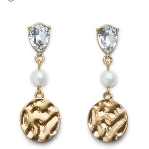 Cabi Keepsake Elegant Gold and Pearl Drop Earrings